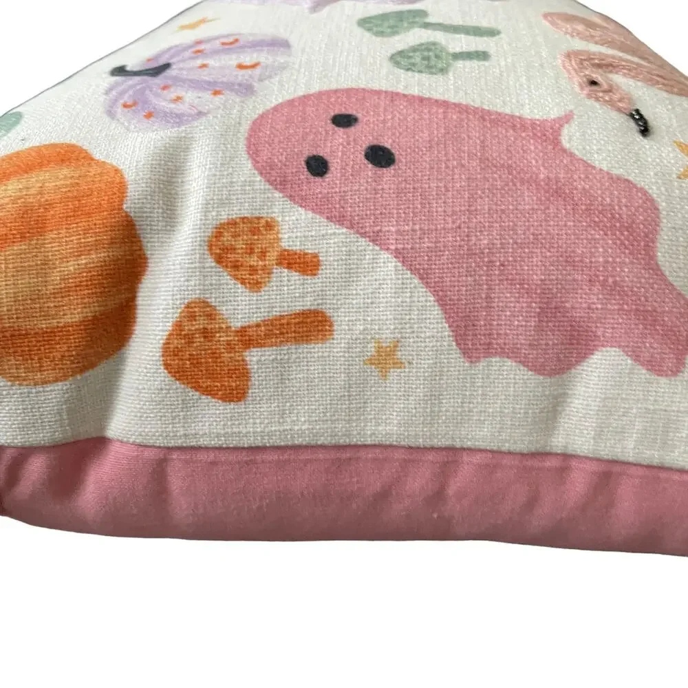 Cupcakes & Cashmere HALLOWEEN GHOST Pillow 14x24 Embroidered Pastel NEW